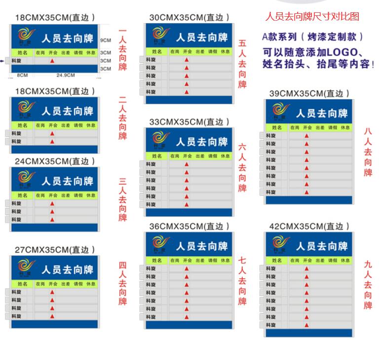 人员去向牌常规尺寸大小