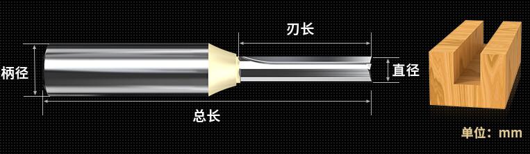 TCT双刃木工开槽直刀常规尺寸大小