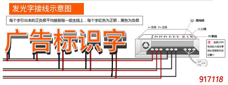 广告标识、广告字接线示意图