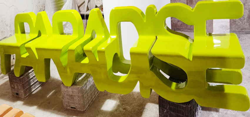 分享玻璃钢字母创意美陈休息凳的制作过程