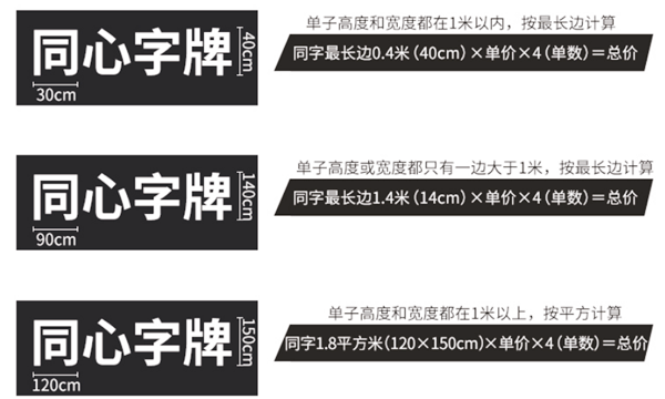 pvc字计价图