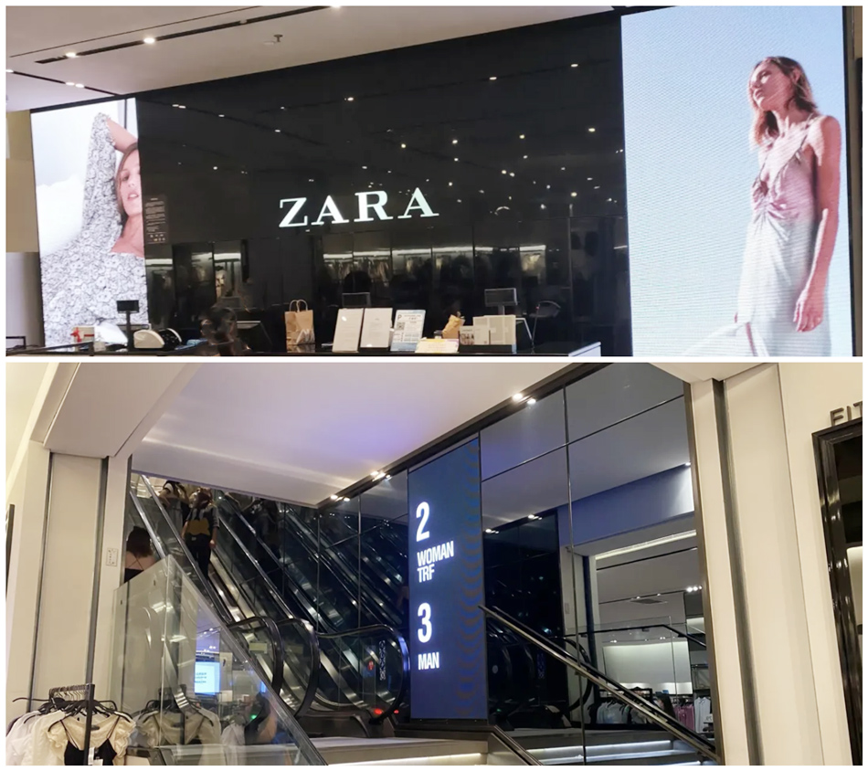 《ZARA》服装店LED显示屏展示效果图