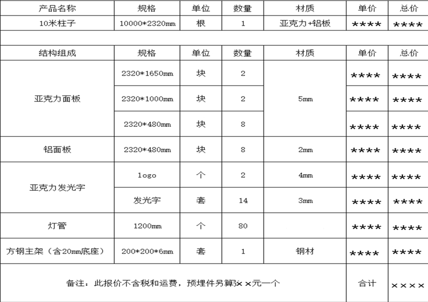 加油站立柱灯箱价格