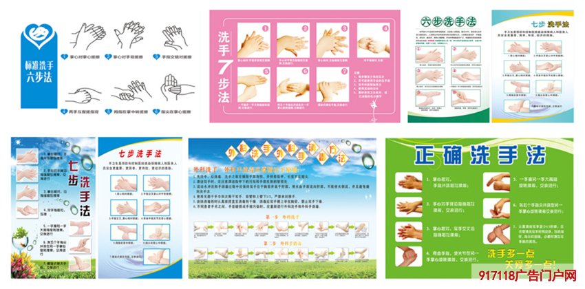 防控疫情正确七步洗手法海报标识贴