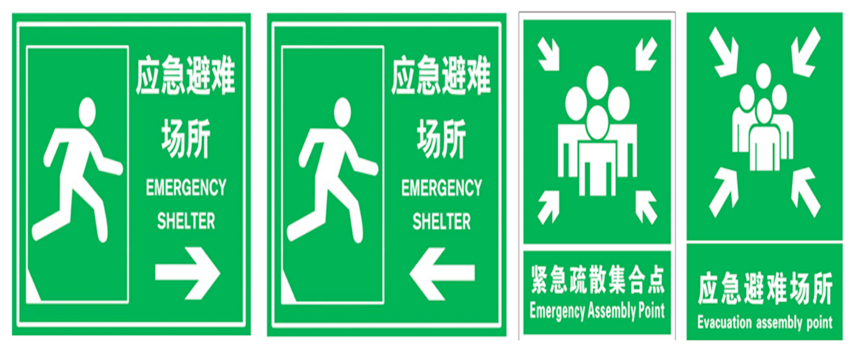 应急避难场紧急疏散标识牌,导视牌