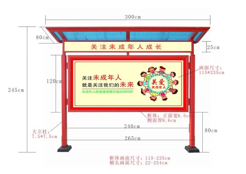 宣传栏常规尺寸大小_户外宣传展示栏尺寸